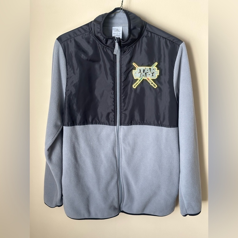 Disney Star Wars Men’s Full Zip Fleece Jacket- Embroidered Patch Size Medium